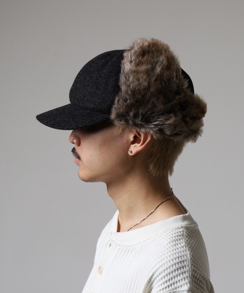 Ruben（ルーベン）の「RUBEN WOOL LIKED EARCOVER CAP ファー パイロットキャップ（キャップ・レディース・カーキ/ライトグレー/ブラック/ブラウン・FREE）」の8枚目の写真