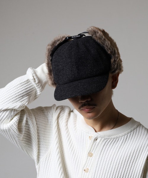 Ruben（ルーベン）の「RUBEN WOOL LIKED EARCOVER CAP ファー パイロットキャップ（キャップ・レディース・カーキ/ライトグレー/ブラック/ブラウン・FREE）」の9枚目の写真