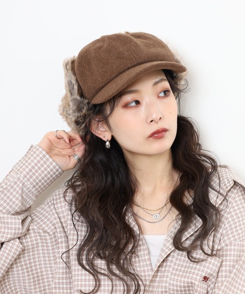 Ruben（ルーベン）の「RUBEN WOOL LIKED EARCOVER CAP ファー パイロットキャップ（キャップ・レディース・カーキ/ライトグレー/ブラック/ブラウン・FREE）」の14枚目の写真