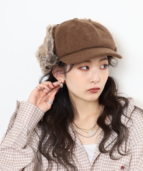 Ruben（ルーベン）の「RUBEN WOOL LIKED EARCOVER CAP ファー パイロットキャップ（キャップ・レディース・カーキ/ライトグレー/ブラック/ブラウン・FREE）」の15枚目の写真