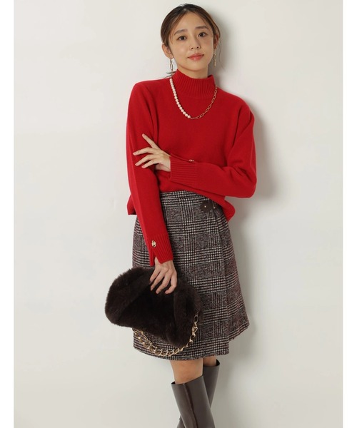 JUSGLITTY（ジャスグリッティー）の「サイドベルトミニスカート（スカート・レディース・レッド/ブラックミックス・2/1/0）」の3枚目の写真