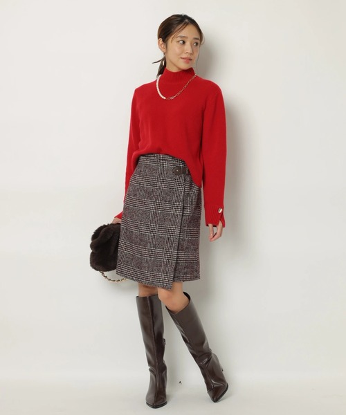 JUSGLITTY（ジャスグリッティー）の「サイドベルトミニスカート（スカート・レディース・レッド/ブラックミックス・2/1/0）」の13枚目の写真