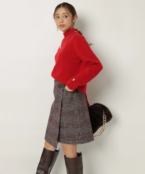 JUSGLITTY（ジャスグリッティー）の「サイドベルトミニスカート（スカート・レディース・レッド/ブラックミックス・2/1/0）」の15枚目の写真