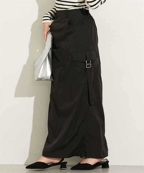 nissen（ニッセン）の「ナイロンツイルカーゴスカート（スカート・レディース・カーキ/ブラック・M/L）」の2枚目の写真