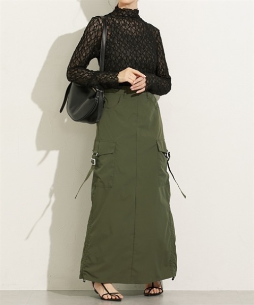 nissen（ニッセン）の「ナイロンツイルカーゴスカート（スカート・レディース・カーキ/ブラック・M/L）」の8枚目の写真