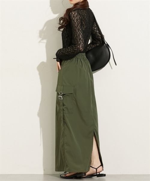 nissen（ニッセン）の「ナイロンツイルカーゴスカート（スカート・レディース・カーキ/ブラック・M/L）」の10枚目の写真