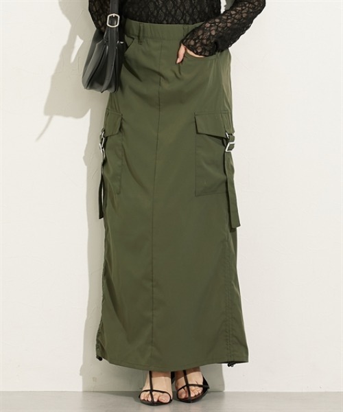 nissen（ニッセン）の「ナイロンツイルカーゴスカート（スカート・レディース・カーキ/ブラック・M/L）」の12枚目の写真