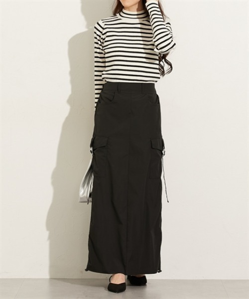 nissen（ニッセン）の「ナイロンツイルカーゴスカート（スカート・レディース・カーキ/ブラック・M/L）」の14枚目の写真