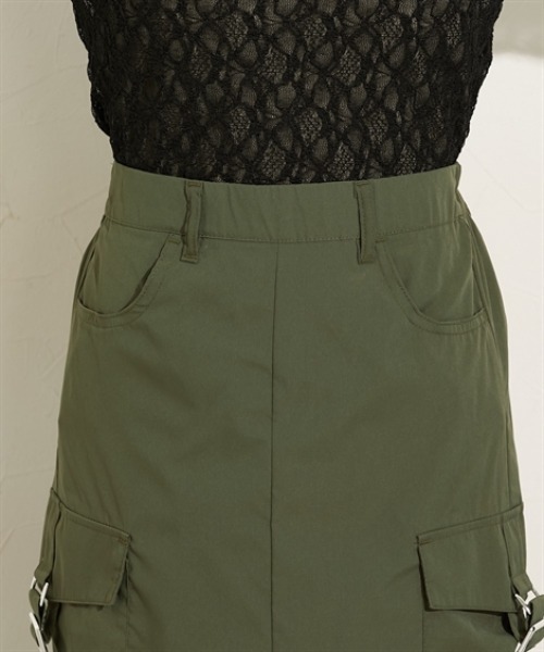 nissen（ニッセン）の「ナイロンツイルカーゴスカート（スカート・レディース・カーキ/ブラック・M/L）」の3枚目の写真