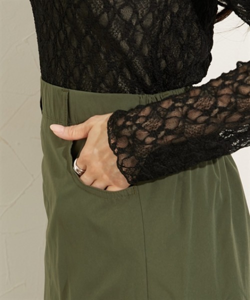 nissen（ニッセン）の「ナイロンツイルカーゴスカート（スカート・レディース・カーキ/ブラック・M/L）」の5枚目の写真