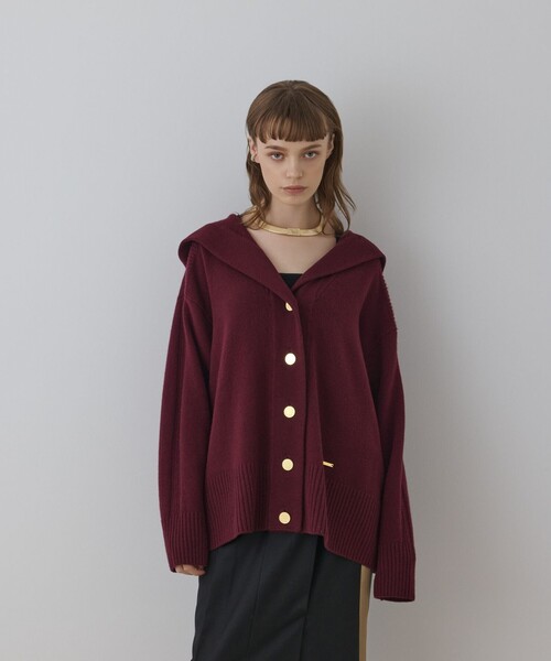 Diagram（ダイアグラム）の「ウールフードニットカーディガン（カーディガン/ボレロ・レディース・キナリ/ブラック/グレー/ボルドー・36）」の4枚目の写真
