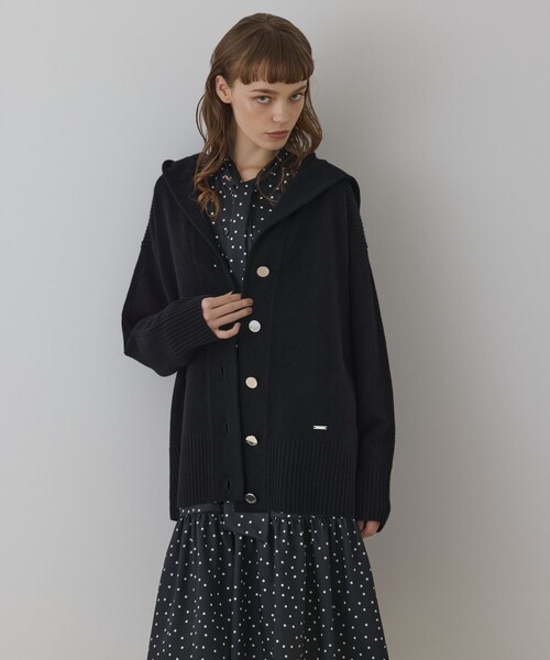 Diagram（ダイアグラム）の「ウールフードニットカーディガン（カーディガン/ボレロ・レディース・キナリ/ブラック/グレー/ボルドー・36）」の3枚目の写真