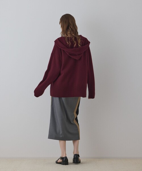 Diagram（ダイアグラム）の「ウールフードニットカーディガン（カーディガン/ボレロ・レディース・キナリ/ブラック/グレー/ボルドー・36）」の12枚目の写真