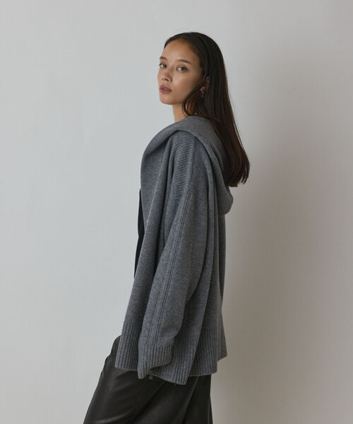 Diagram（ダイアグラム）の「ウールフードニットカーディガン（カーディガン/ボレロ・レディース・キナリ/ブラック/グレー/ボルドー・36）」の14枚目の写真