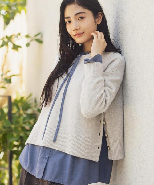 grove（グローブ）の「【洗える】レイヤードにもおすすめ！サイド釦ニット（ニット/セーター・レディース・チャコールグレー/オフホワイト/ピンク/ブルー/ナチュラル・02/03/04/05/01）」の17枚目の写真