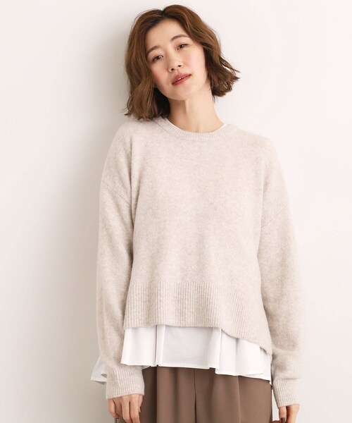 grove（グローブ）の「【洗える】レイヤードにもおすすめ！サイド釦ニット（ニット/セーター・レディース・チャコールグレー/オフホワイト/ピンク/ブルー/ナチュラル・02/03/04/05/01）」の19枚目の写真
