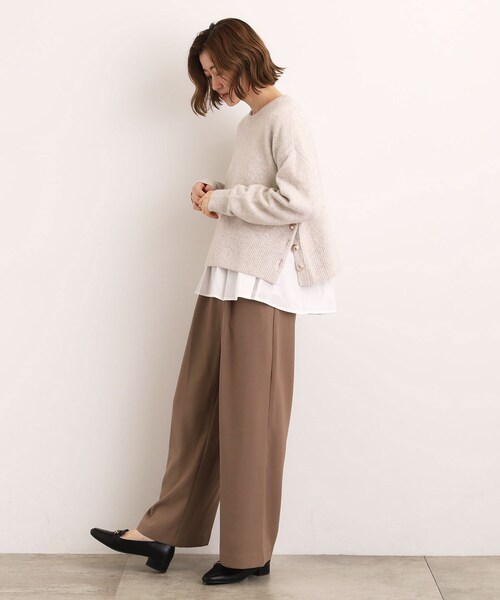 grove（グローブ）の「【洗える】レイヤードにもおすすめ！サイド釦ニット（ニット/セーター・レディース・チャコールグレー/オフホワイト/ピンク/ブルー/ナチュラル・02/03/04/05/01）」の21枚目の写真