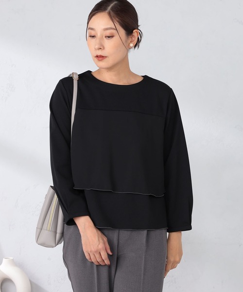 GALLORIA（ギャローリア）の「配色布帛使いプルオーバー（Tシャツ/カットソー・レディース・ブラック/アイボリー・S/M/L/LL）」の2枚目の写真