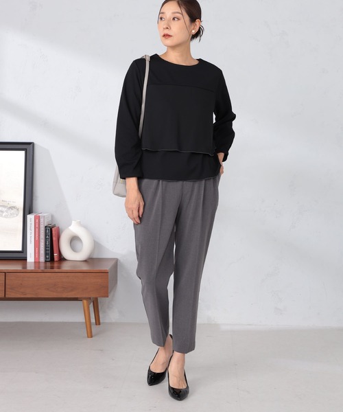 GALLORIA（ギャローリア）の「配色布帛使いプルオーバー（Tシャツ/カットソー・レディース・ブラック/アイボリー・S/M/L/LL）」の6枚目の写真