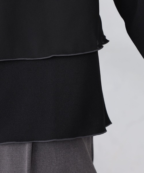 GALLORIA（ギャローリア）の「配色布帛使いプルオーバー（Tシャツ/カットソー・レディース・ブラック/アイボリー・S/M/L/LL）」の3枚目の写真