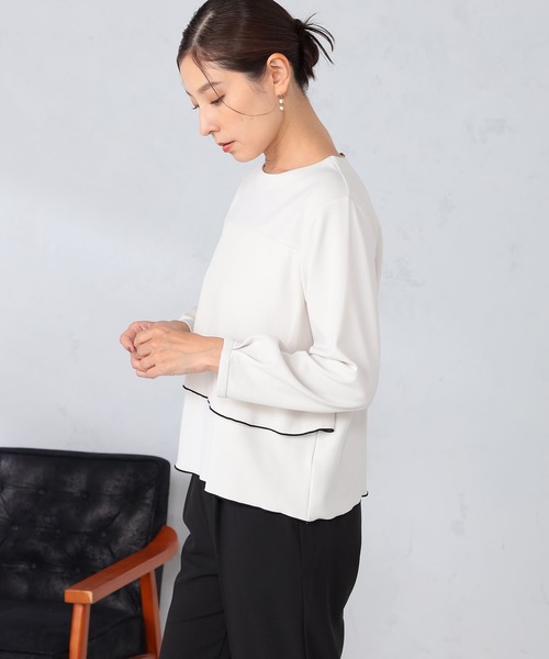 GALLORIA（ギャローリア）の「配色布帛使いプルオーバー（Tシャツ/カットソー・レディース・ブラック/アイボリー・S/M/L/LL）」の10枚目の写真