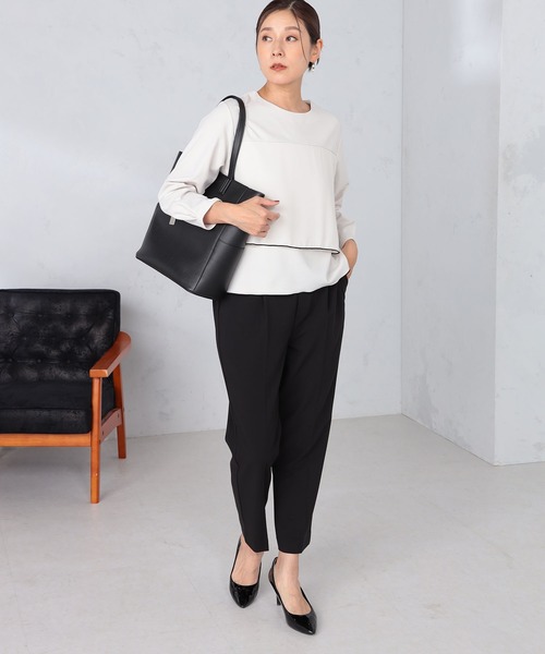 GALLORIA（ギャローリア）の「配色布帛使いプルオーバー（Tシャツ/カットソー・レディース・ブラック/アイボリー・S/M/L/LL）」の7枚目の写真