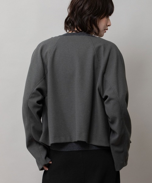 Munich（ミューニック）の「ウールライクフリースショートジャケット（ノーカラージャケット・レディース・モカ/ダークグレー・FREE）」の11枚目の写真