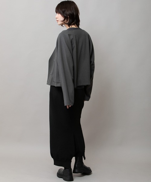 Munich（ミューニック）の「ウールライクフリースショートジャケット（ノーカラージャケット・レディース・モカ/ダークグレー・FREE）」の12枚目の写真