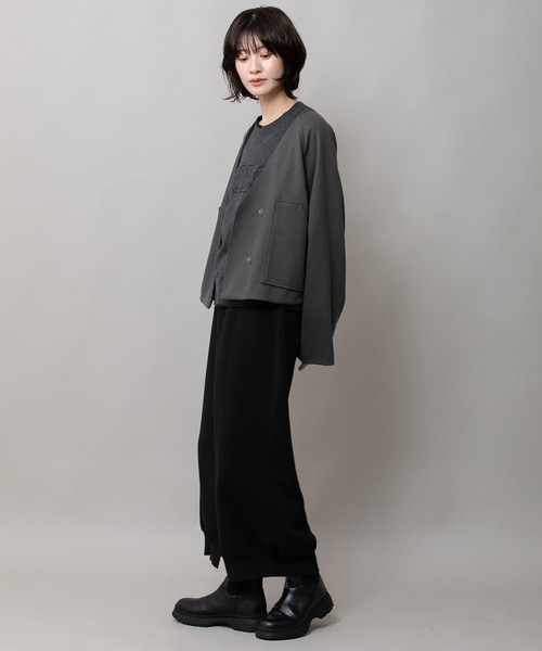 Munich（ミューニック）の「ウールライクフリースショートジャケット（ノーカラージャケット・レディース・モカ/ダークグレー・FREE）」の13枚目の写真