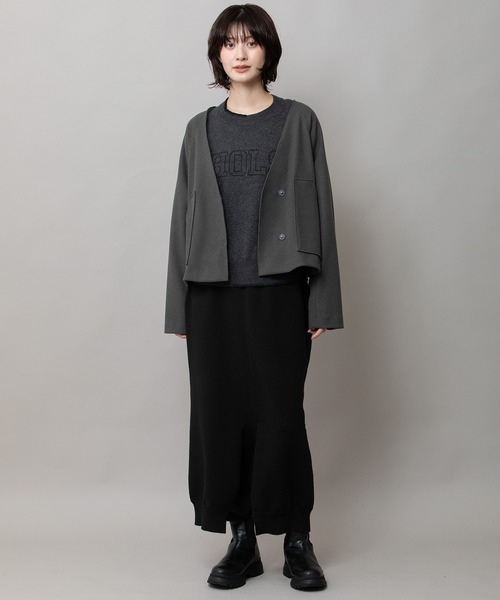 Munich（ミューニック）の「ウールライクフリースショートジャケット（ノーカラージャケット・レディース・モカ/ダークグレー・FREE）」の14枚目の写真