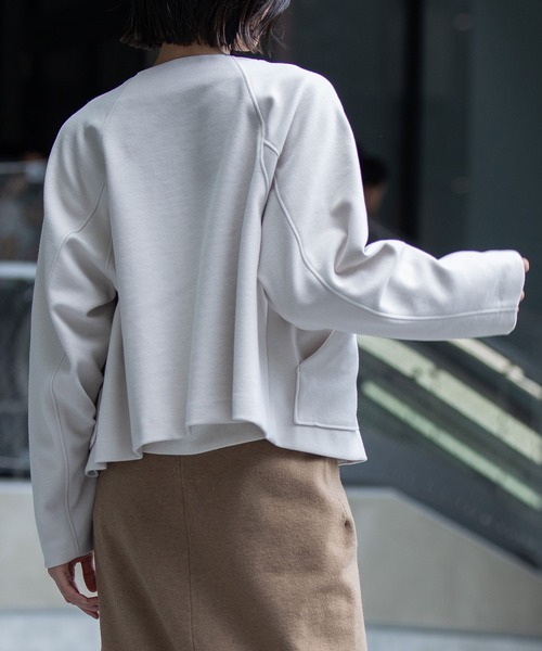 Munich（ミューニック）の「ウールライクフリースショートジャケット（ノーカラージャケット・レディース・モカ/ダークグレー・FREE）」の17枚目の写真