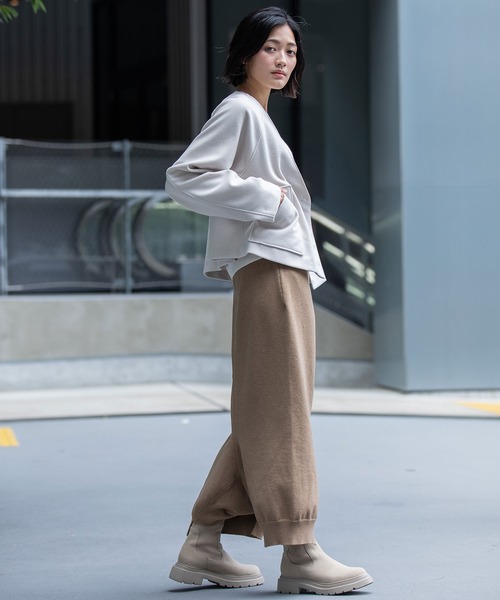 Munich（ミューニック）の「ウールライクフリースショートジャケット（ノーカラージャケット・レディース・モカ/ダークグレー・FREE）」の19枚目の写真