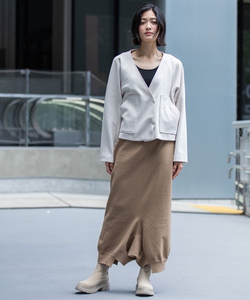 Munich（ミューニック）の「ウールライクフリースショートジャケット（ノーカラージャケット・レディース・モカ/ダークグレー・FREE）」の21枚目の写真