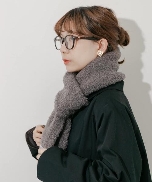 SMELLY（スメリー）の「ボアニットマフラー（マフラー・レディース・グレー/アイボリー/ブラック/ベージュ・-）」の16枚目の写真