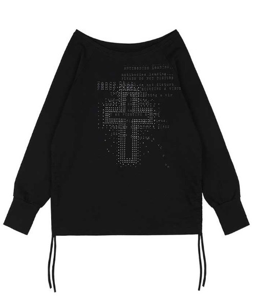 FANCY CLUB(ファンシークラブ)の「A'GEM/9 × .kom 『FANCY CLUB/ファンシークラブ』DIVINE CROSS OFF-SHOULDER TEE /クロスオフショルダー長袖Tシャツ(Tシャツ/カットソー・レディース・ブラック/ホワイト・FREE)」の16枚目の写真