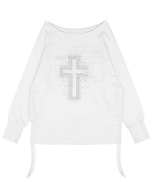 FANCY CLUB(ファンシークラブ)の「A'GEM/9 × .kom 『FANCY CLUB/ファンシークラブ』DIVINE CROSS OFF-SHOULDER TEE /クロスオフショルダー長袖Tシャツ(Tシャツ/カットソー・レディース・ブラック/ホワイト・FREE)」の21枚目の写真
