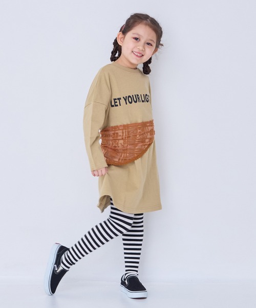 LSP WOW（エルエスピーワオ）の「【LSP WOW!】裏毛BIGプリントワンピース（ワンピース・キッズ・チャコール/ベージュ/ラベンダー/ピンク・120/110/100/90/80/130）」の7枚目の写真