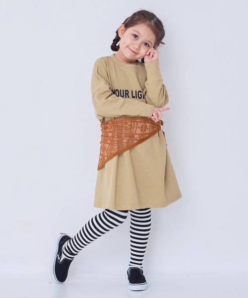 LSP WOW（エルエスピーワオ）の「【LSP WOW!】裏毛BIGプリントワンピース（ワンピース・キッズ・チャコール/ベージュ/ラベンダー/ピンク・120/110/100/90/80/130）」の8枚目の写真