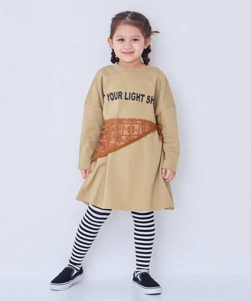 LSP WOW（エルエスピーワオ）の「【LSP WOW!】裏毛BIGプリントワンピース（ワンピース・キッズ・チャコール/ベージュ/ラベンダー/ピンク・120/110/100/90/80/130）」の9枚目の写真