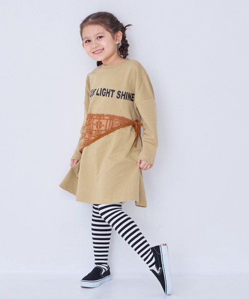 LSP WOW（エルエスピーワオ）の「【LSP WOW!】裏毛BIGプリントワンピース（ワンピース・キッズ・チャコール/ベージュ/ラベンダー/ピンク・120/110/100/90/80/130）」の10枚目の写真