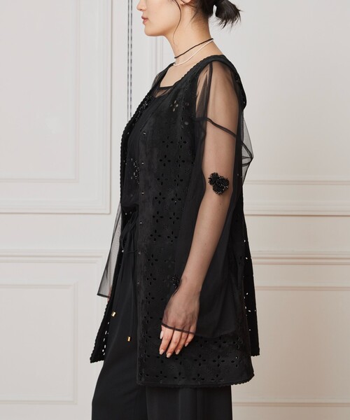 IENA LA BOUCLE レース　トップス　カットソー　シャツ　ブラック IENA LA BOUCLE レース トップス カットソー シャツ ブラック 予約