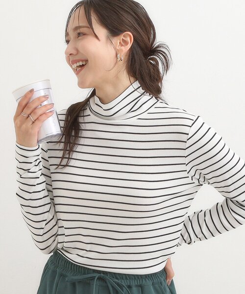 DRESKIP（ドレスキップ）の「【S-LL/吸湿発熱】なめらかとろみ インナータートル（Tシャツ/カットソー・レディース・ブラック/オレンジ/オフホワイト/ブルー/ブラック系2/イエロー系2/ダークブラウン・02/03/04/01）」の3枚目の写真