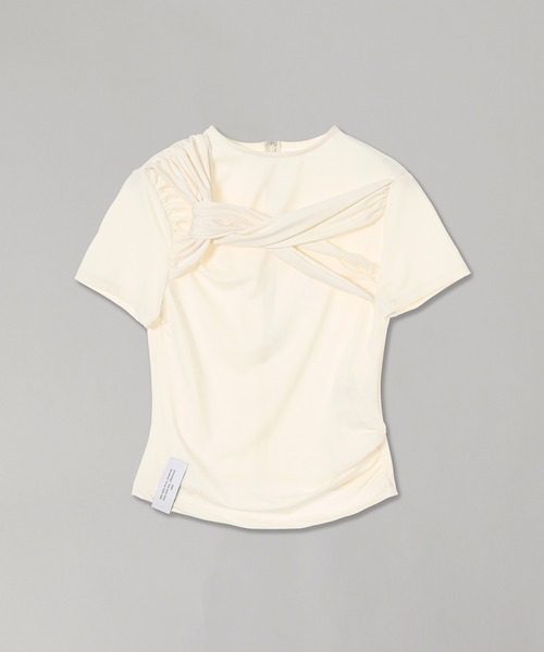 rokh（ロク）の「rokh TWISTED KNOT HALF SLEEVE TOP R0CA304（Tシャツ/カットソー・レディース・ホワイト/ブラック・34）」の2枚目の写真