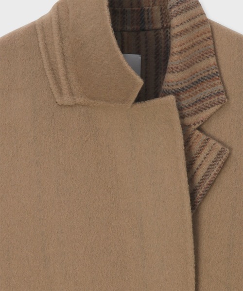 Paul Smith(ポールスミス)の「ウィメンズ シグネチャーストライプ ダブルフェイス コート / 255053 JK245N(ピーコート・レディース・キャメル・40/38)」の2枚目の写真