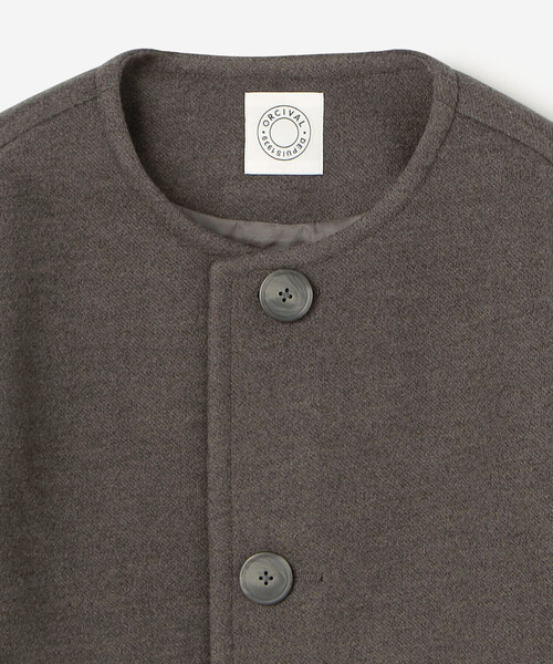 ORCIVAL(オーシバル)の「ORCIVAL | ブリティッシュツイード ノーカラーブルゾン WOMEN(ノーカラージャケット・レディース・ダークネイビー/ブラウン・1)」の8枚目の写真