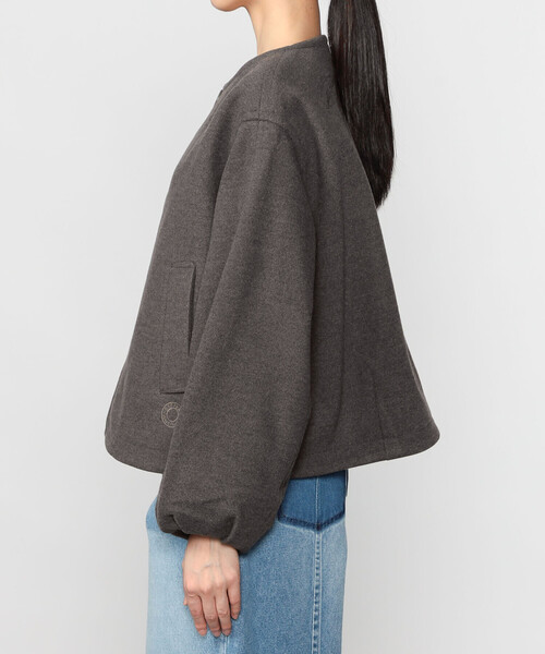 ORCIVAL(オーシバル)の「ORCIVAL | ブリティッシュツイード ノーカラーブルゾン WOMEN(ノーカラージャケット・レディース・ダークネイビー/ブラウン・1)」の12枚目の写真