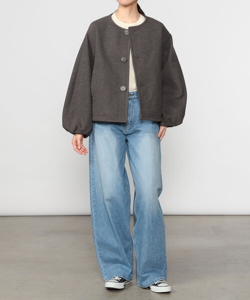 ORCIVAL(オーシバル)の「ORCIVAL | ブリティッシュツイード ノーカラーブルゾン WOMEN(ノーカラージャケット・レディース・ダークネイビー/ブラウン・1)」の16枚目の写真