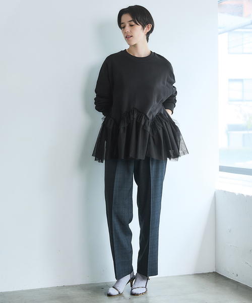 セール】BLACK チュールフリルスウェット（スウェット）｜IENA（イエナ