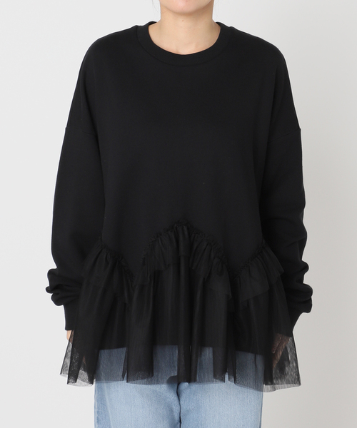 セール】BLACK チュールフリルスウェット（スウェット）｜IENA（イエナ