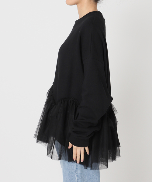 IENA BLACK チュールフリルスウェット セール】BLACK チュールフリルスウェット（スウェット）｜IENA（イエナ